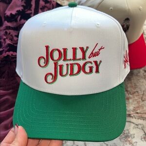 Jolly but Judgy White and Green Cap